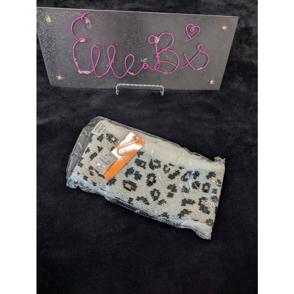Women's LOFT One Size Beige Black Leopard Faux Fur Lined Headband